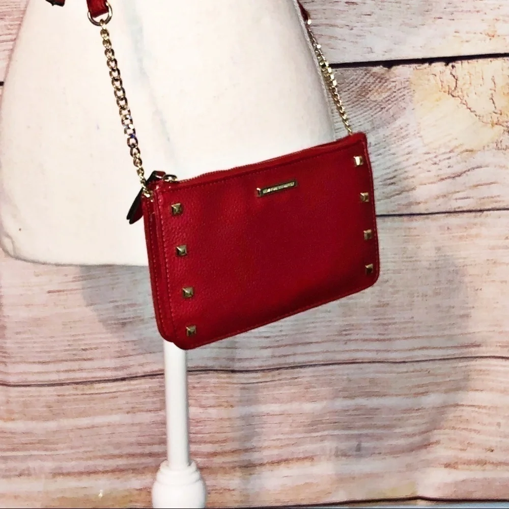 New York & Co. Red/Gold Crossbody Mini Studded Bag
